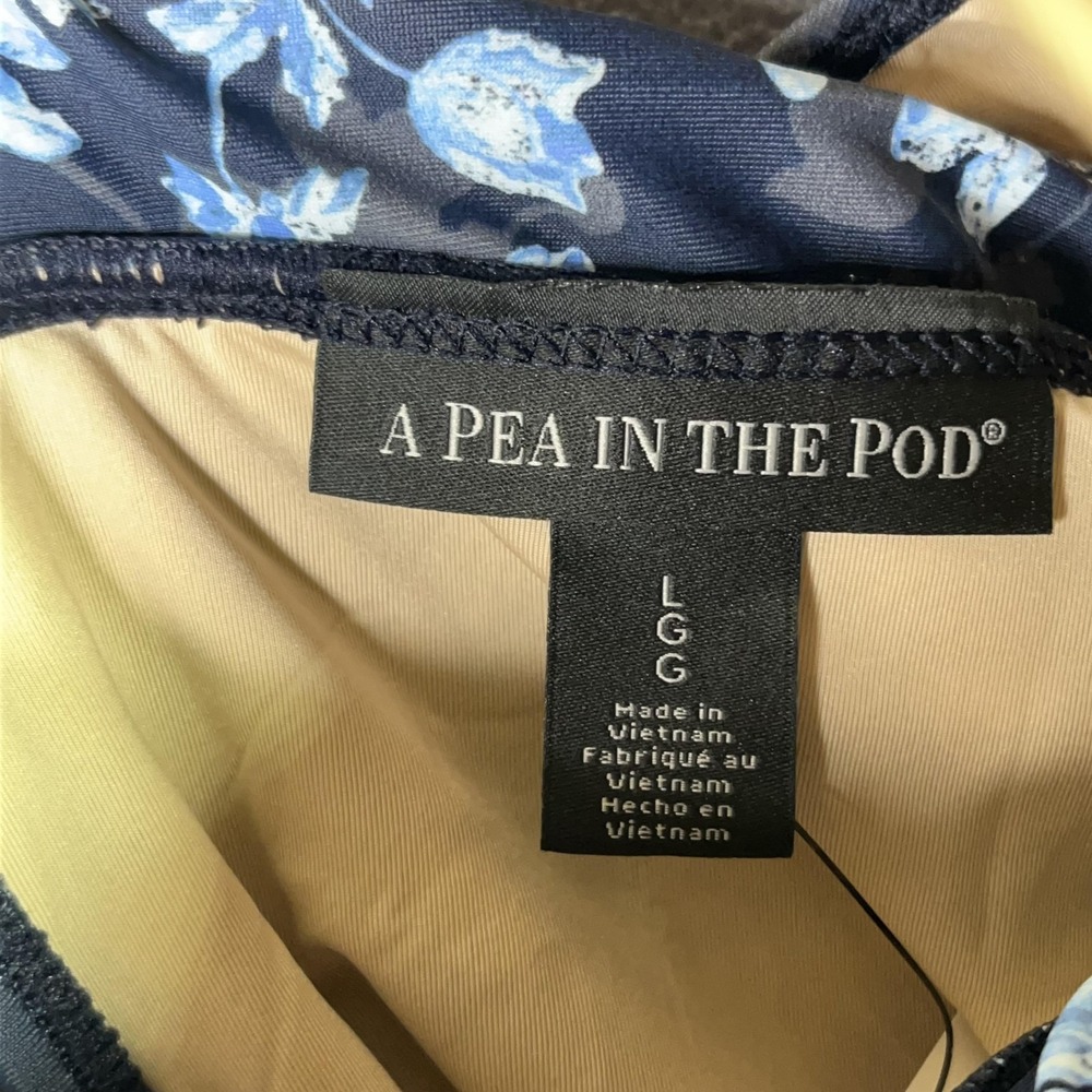 A Pea in the Pod Swimsuit Womens Large Navy Blue Floral Ruffle Maternity NWT - Picture 5 of 7